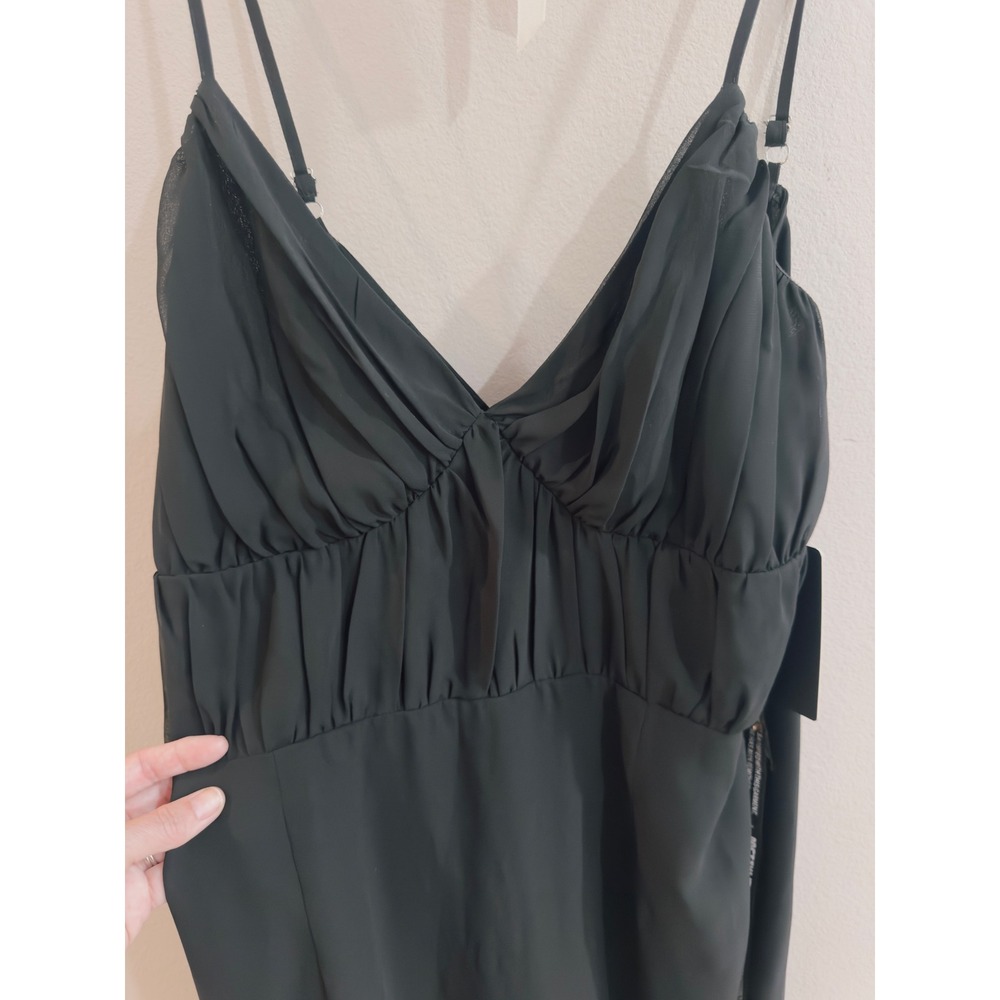 PrettyLittleThing Black Ruched Cup Detail Midi Dress US Size M Gothic Milkmaid - Picture 3 of 10